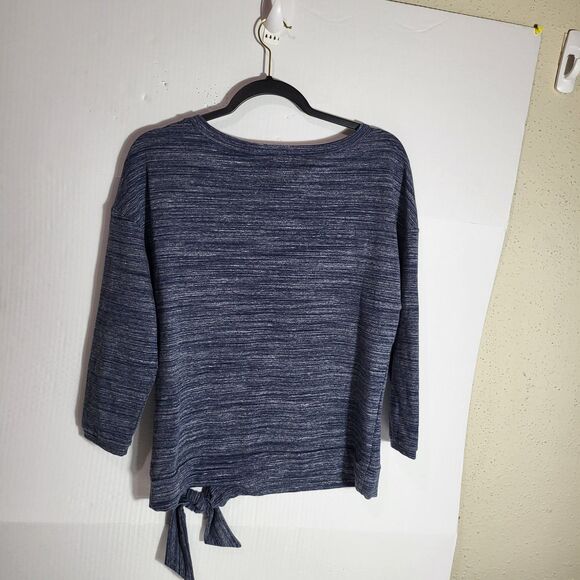 Daily Ritual Womens marled blue and white knit boatneck sweater tie Front Sz Sm - Picture 2 of 6